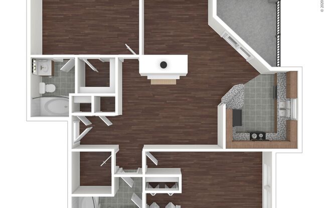 2 beds, 2 baths, 1,041 sqft, $1,635