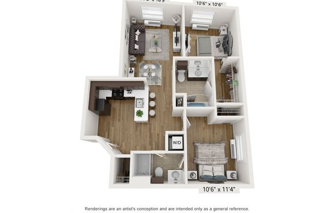 2 beds, 2 baths, 924 sqft, $3,050, Unit 109