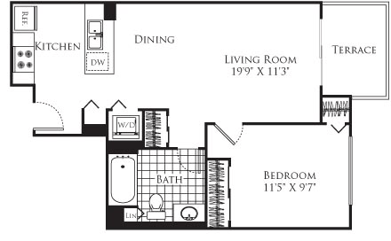 1 bed, 1 bath, 646 sqft, $2,144, Unit 353