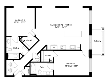 2 beds, 2 baths, 1,222 sqft, $1,815