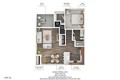 1 bed, 1 bath, 804 sqft, $1,306