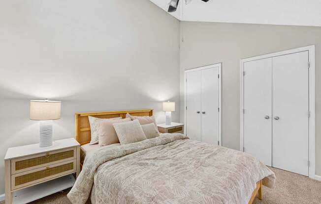 Bedroom With Ceiling Fan at Lofts of Wilmington, North Carolina, 28405