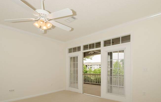 living room with fan