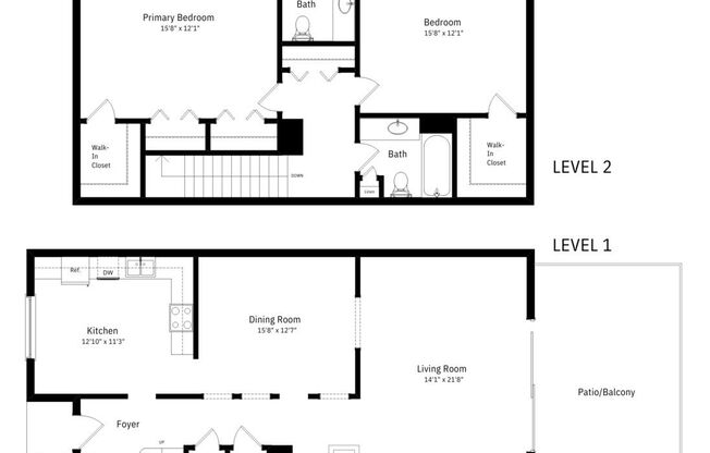 2 beds, 2.5 baths, 1,625 sqft, $2,500