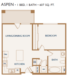 1 bed, 1 bath, 607 sqft, $2,765