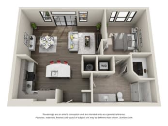 1 bed, 1 bath, 841 sqft, $1,755