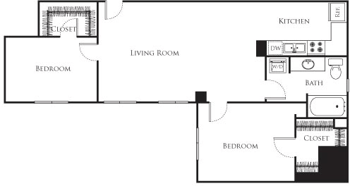 2 beds, 1 bath, 880 sqft, $2,600