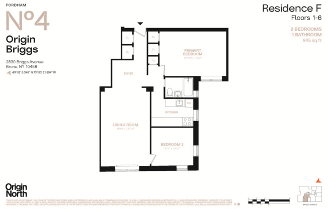 2 beds, 1 bath, $2,900, Unit 5F