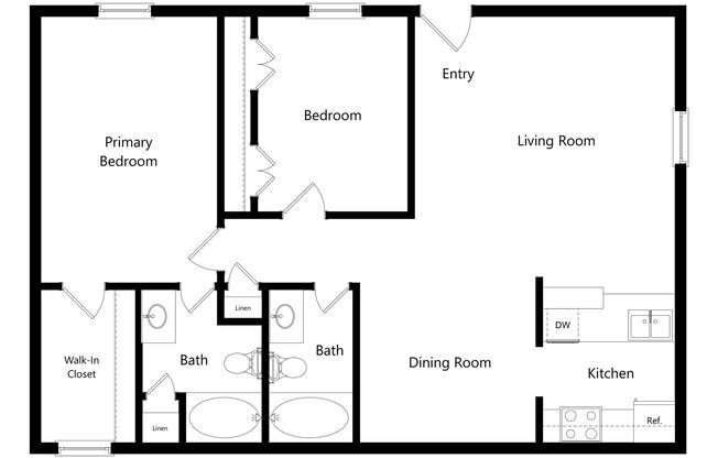 2 beds, 2 baths, 1,033 sqft, $870, Unit 48