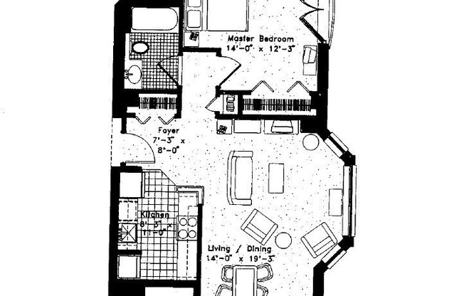 1 bed, 1 bath, 671 sqft, $3,500, Unit 103