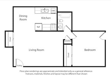 1 bed, 1 bath, 580 sqft, $1,140