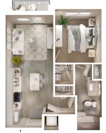 1 bed, 1 bath, 624 sqft, $1,358