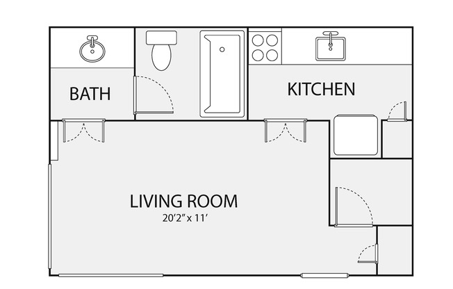 Studio, 1 bath, 397 sqft, $1,080