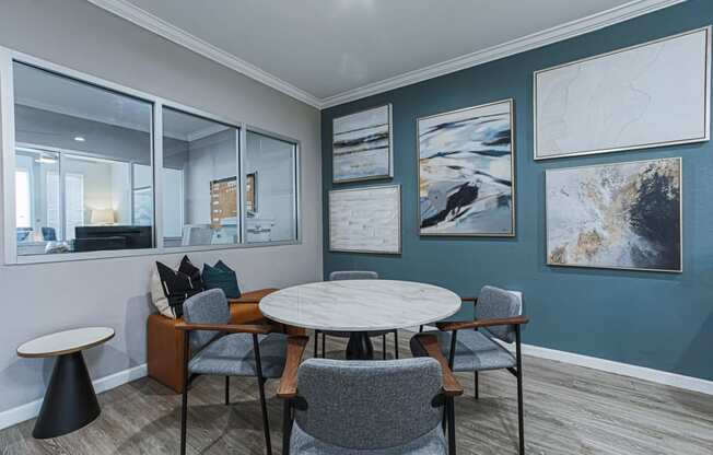 clubhouse lounge with table and chairs