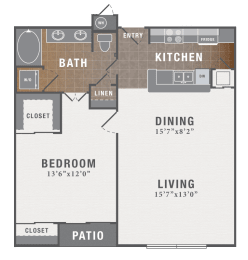 1 bed, 1 bath, 875 sqft, $1,704