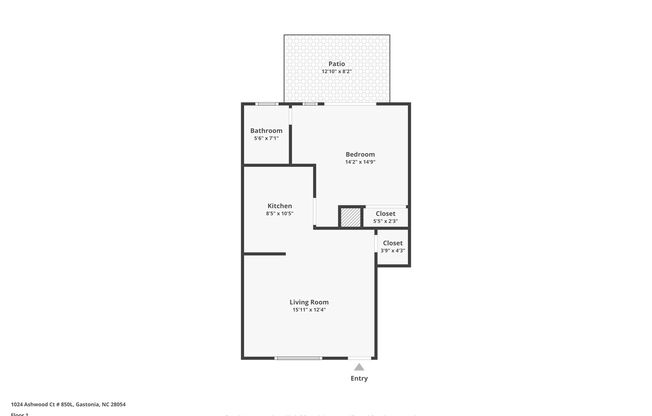 1 bed, 1 bath, 640 sqft, $1,075, Unit 1000F