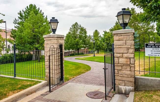 Outside entrance gate into Gordon Apartment Homes