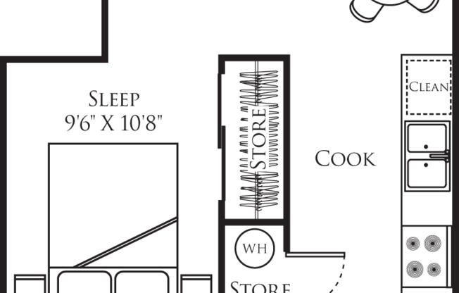 Studio, 1 bath, 552 sqft, $1,920, Unit 209