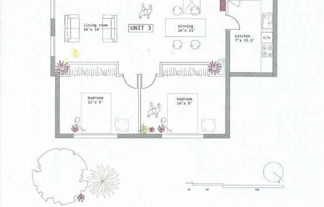 2 beds, 1 bath, $2,100, Unit S3