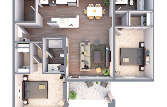 2 beds, 2 baths, 1,074 sqft, $1,280, Unit 332