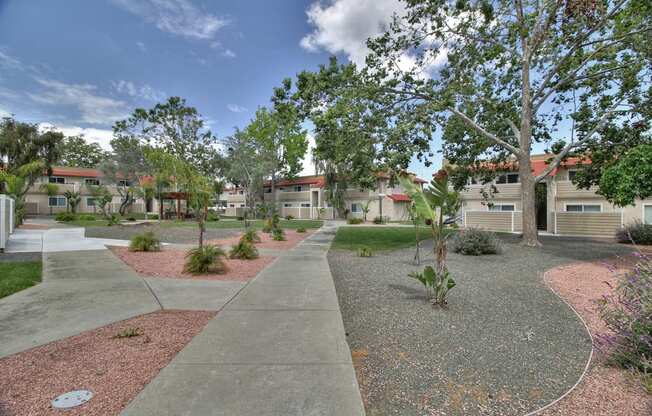 Courtyard Walking Paths at Casa Alberta Apartments, Sunnyvale, 94087