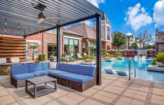 Resort style pool with lounge seating