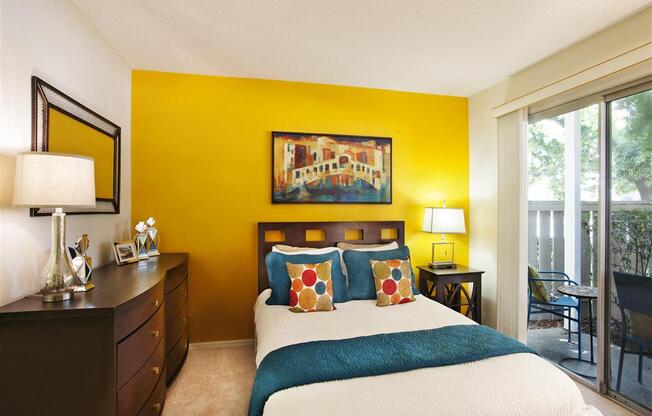 Comfortable Bedroom With Large Window, at Patterson Place Apartments, Towbes, Santa Barbara California