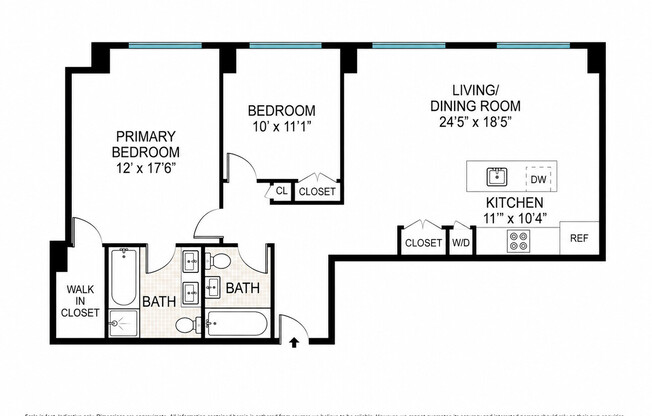 2 beds, 2 baths, 1,175 sqft, $6,995, Unit 5C