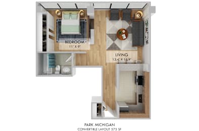 Studio, 1 bath, $2,108