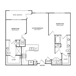 2 beds, 2 baths, 1,222 sqft, $2,021