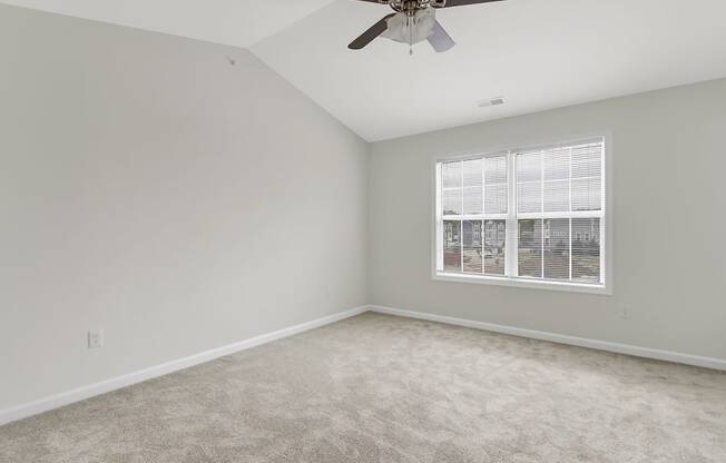 Empty bedroom with a ceiling fan at Hudson Ridge, Red Lion, Pennsylvania