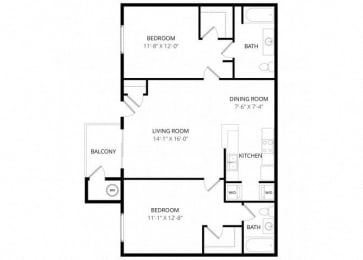 2 beds, 2 baths, 998 sqft, $1,295