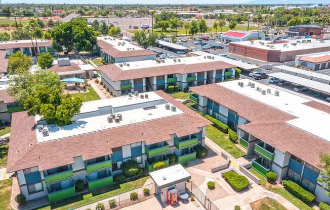 a view of the building from the air