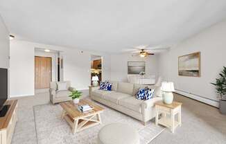 Living room and dining room at Cedars Lakeside, Little Canada 55117