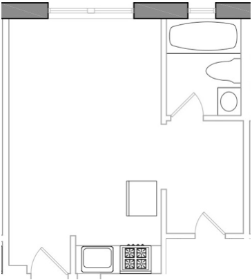 Studio, 1 bath, 450 sqft, $1,400, Unit 213