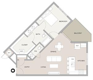 1 bed, 1.5 baths, 850 sqft, $1,233