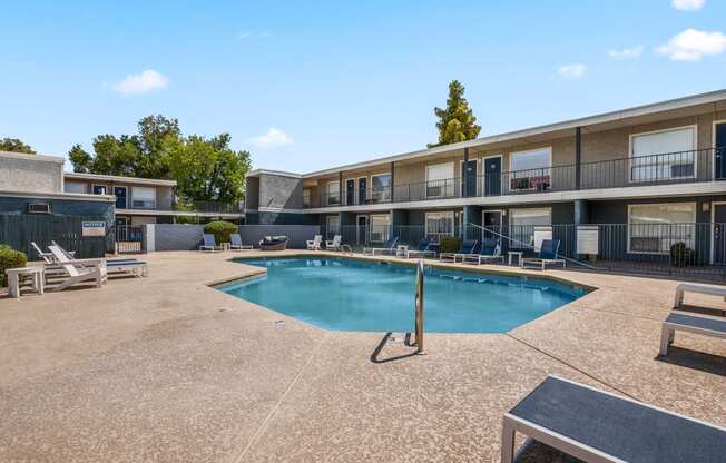 our apartments have a swimming pool and a patio