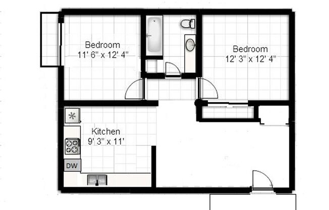 2 beds, 1 bath, 903 sqft, $1,240, Unit G-5