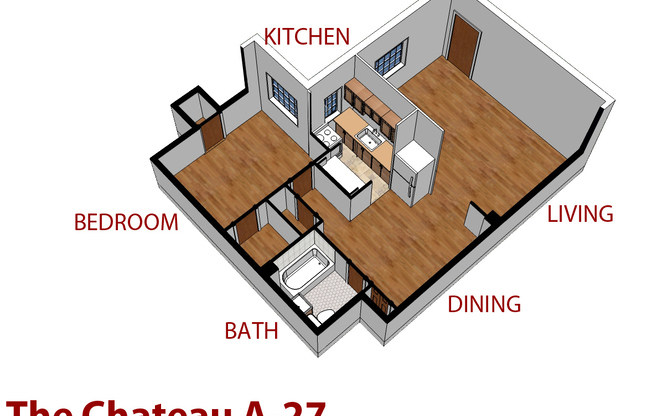 1 bed, 1 bath, 470 sqft, $1,175, Unit A-27