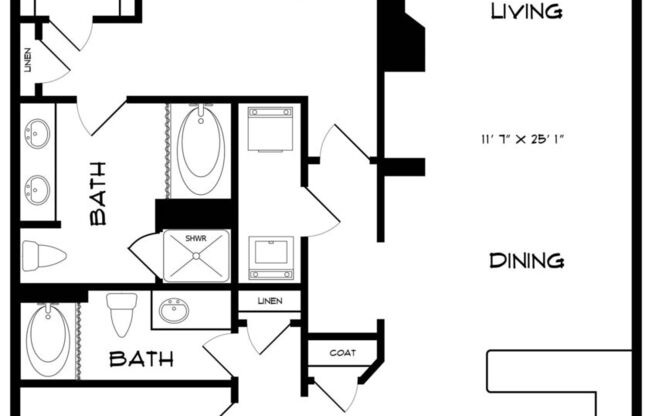 2 beds, 2 baths, 1,291 sqft, $2,424