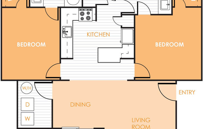 2 bedrooms 2 bathrooms floor plan