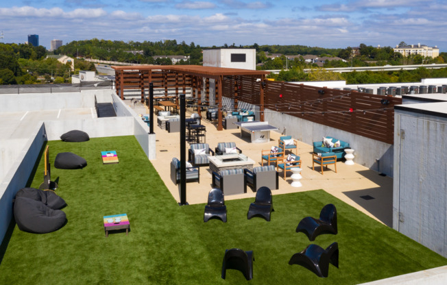Aerial View of Rooftop Patio