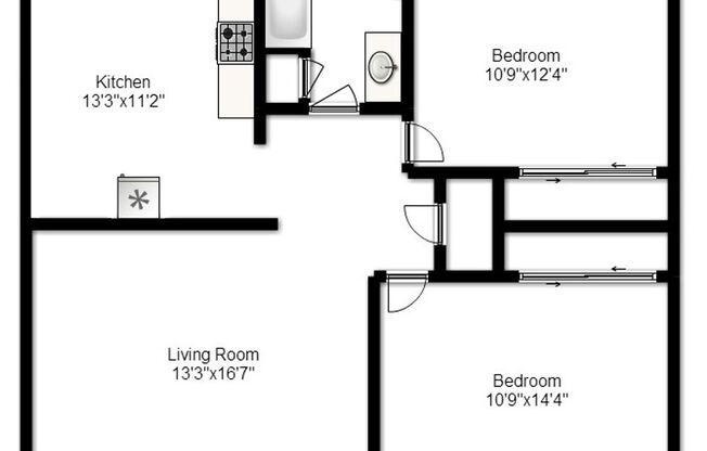 2 beds, 1 bath, 903 sqft, $1,190, Unit E-7