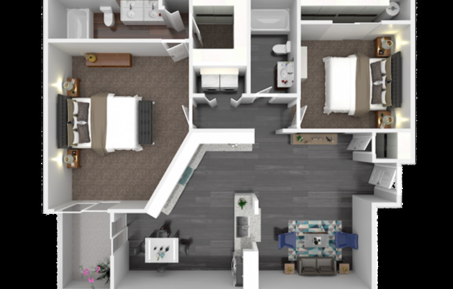 Two Bedroom Two Bath: Beds - 2: Baths - 2: SqFt Range - 1200 to 1200