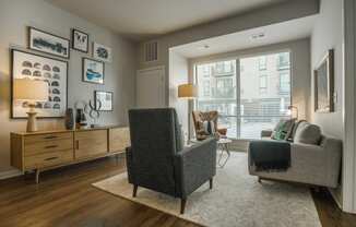 Living Room With Sliding Glass Patio Door