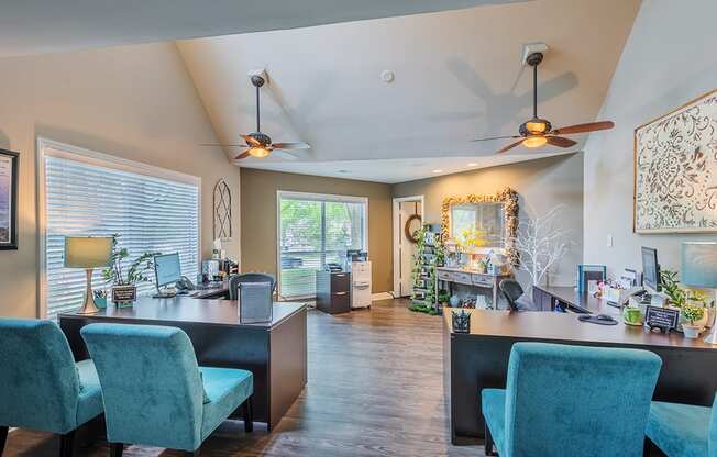 Clubhouse Office Area With Vaulted Ceilings