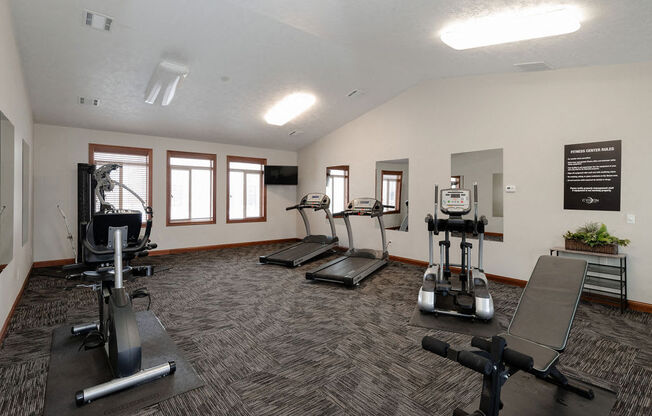 the gym in our apartments has plenty of exercise equipment