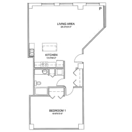 1 bed, 1 bath, 981 sqft, $1,720