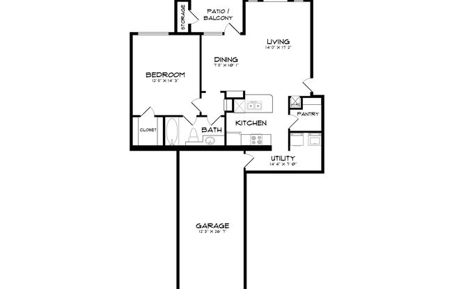 1 bed, 1 bath, 834 sqft, $1,484