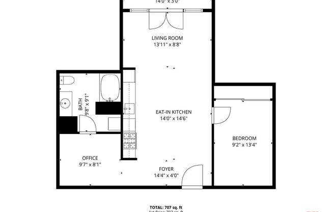 Studio, 1 bath, 707 sqft, $2,290, Unit 628